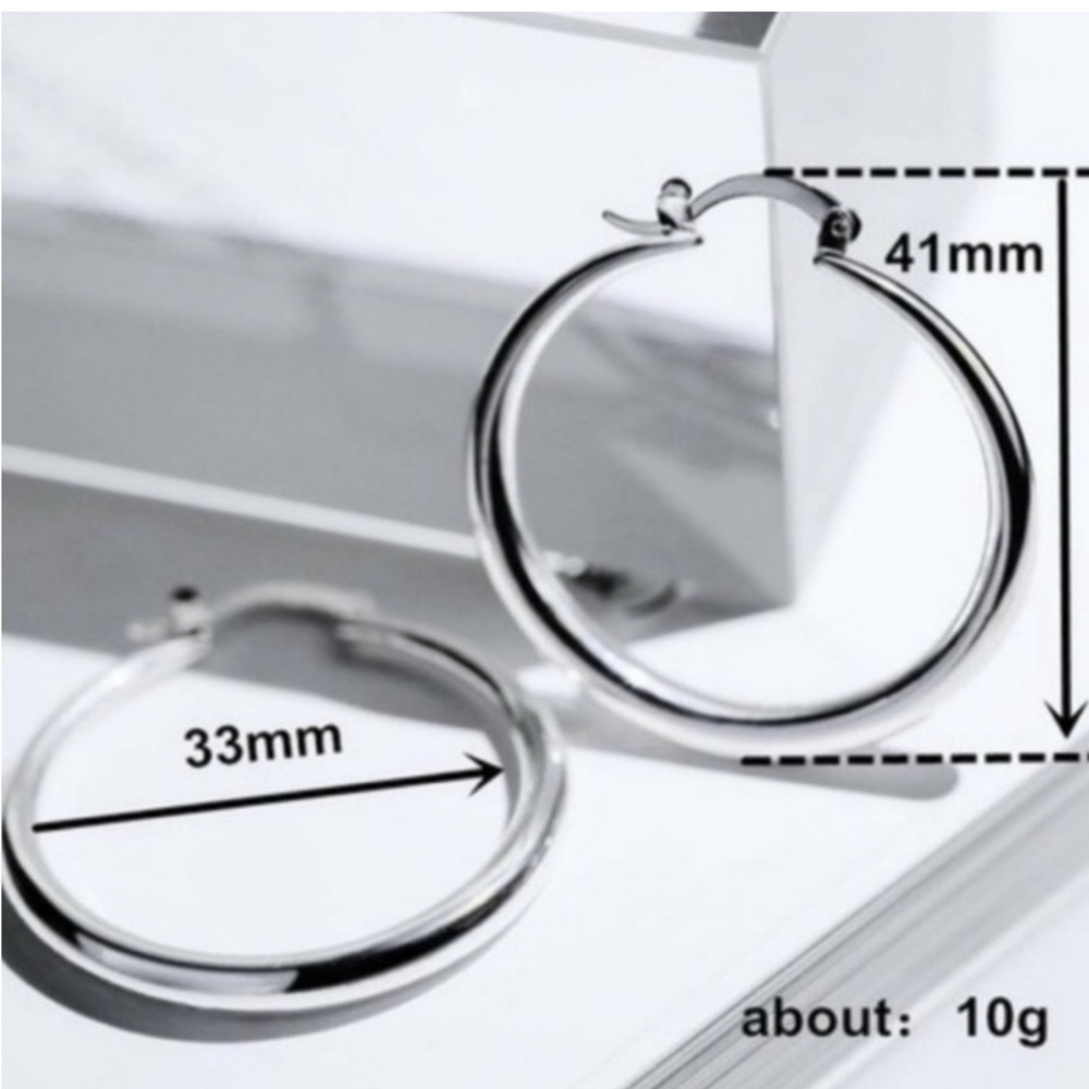 Classic Elegant 925 Sterling Silver Round Hollow Hoop Earrings - Picture 6 of 7